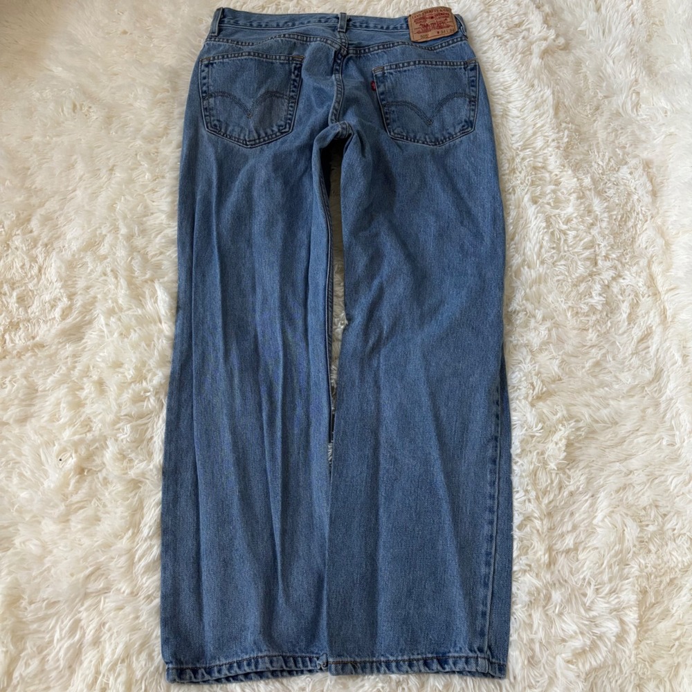 Levis 505 Regular Fit Jeans Mens 34x34 Blue Medium Wash Straight Leg Denim